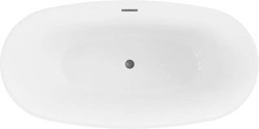 Mexen Eris, voľne stojaca vaňa 180 x 80 cm, biela, brúsený grafit prepad, 53441808000-95