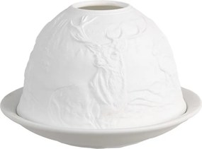 Tealight Holder ? 12x8 Cm White Porcelain Deer - Home deco