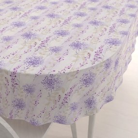Biante Dekoračný oválny obrus PML-069 Fialové kvety na bielom 120x160 cm