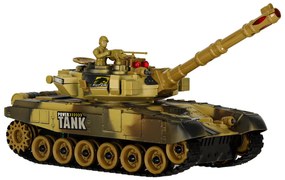 KIK Diaľkovo ovládaný RC vojenský tank 2,4 GHz, púštny, 360° veža, realistické zvuky a LED
