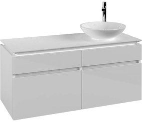 VILLEROY &amp; BOCH Legato závesná skrinka pod umývadlo na dosku (umývadlo vpravo), 4 zásuvky, 1200 x 500 x 550 mm, Glossy White, B58200DH