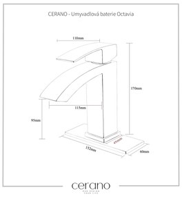 Cerano Octavia, umývadlová batéria h-170, čierna matná, CER-CER-440180