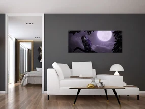 Obraz - Nočná sova, fialová (120x50 cm)