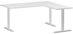 Výškovo nastaviteľný stôl, 180x160 cm, 3 motory, L/P, biela podnož, biela