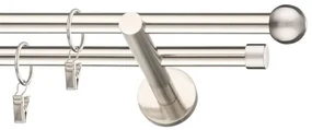 Dekorstudio Niklová dvojradová garniža GUĽA 19mm Dĺžka: 180cm, Typ uchytenia: Držiak dvojitý modern, Typ príslušenstva: Krúžky tiché so štipcami