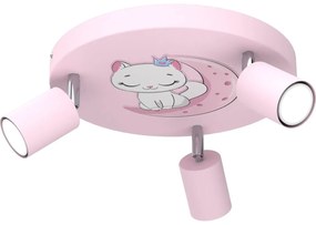 Detské bodové svietidlo FUN 3xGU10/8W/230V ružová/mačka