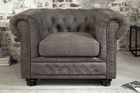 Luxusné kreslo Chesterfield Vintage sivé