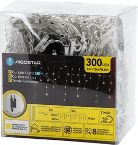 Aigostar - LED Vonkajšia dekoračná reťaz 75xLED/6W/230V 15x0,6m IP44 teplá biela