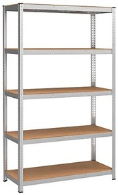 5-úrovňový oceľový regál s vysokou nosnosťou 750 kg, 60 x 120 x 200 cm, strieborný