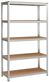 5-úrovňový oceľový regál s vysokou nosnosťou 750 kg, 60 x 120 x 200 cm, strieborný