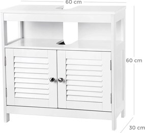 Skrinka pod umývadlo s 2 lamelovými dvierkami, biela