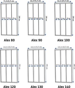 Posuvné sprchové dvere REA ALEX 80 cm pre inštaláciu do niky, chróm/transparent - bez vaničky