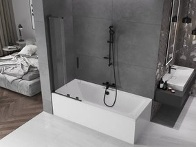 Mexen Velar L, 2-krídlová posuvná vaňová zástena 75 x 150 cm, 8mm číre sklo, čierna matná, 896-075-003-01-70
