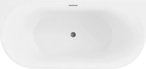 Mexen Oval, voľne stojaca nástenná vaňa 170 x 80 cm, biela, grafitový prepad, 52671708000-66