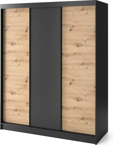 Šatní skříň Esville 180 cm dub Artisan/černá