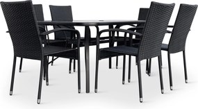 Noela Záhradný jedálenský set Klaudia čierny + 6x ratanová stolička Paris KD