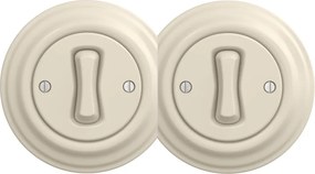 Kliklap - Dvojitý retro jednopólový vypínač s rámčekom č. 1 béžový