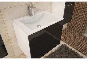 Kúpeľňová skrinka pod umývadlo Mason BL 13 - biela / čierny vysoký lesk