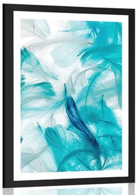 Plagát s paspartou zelené pierka - 40x60 black