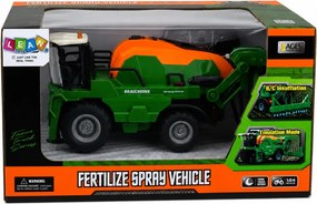 LEAN Toys Poľnohospodársky kombajn s postrekovačom, funkcia postrekovania, svetlá, zvuky, mierka 1:24