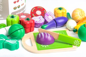 Drevená zelenina na krájanie, 20 ks, ECOTOYS