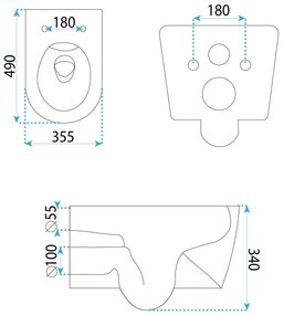 Rea Gustavo, závesná WC misa + toaletné sedadlo, biela, REA-C1652