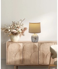 Krémovobiela stolová lampa s textilným tienidlom (výška 25 cm) Adelina – Candellux Lighting