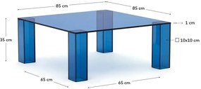 Modrý sklenený konferenčný stolík 85x85 cm Adularia – Kave Home
