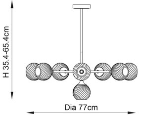 Endon 103172 - Luster na tyči ALLEGRA 8xE14/7W/230V mosadz/číra