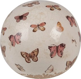 Béžová antik dekorácia gule s motýlikmi Butterfly Paradise L - Ø 12*12 cm