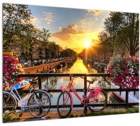 Obraz - Východ slnka v Amsterdame (70x50 cm)