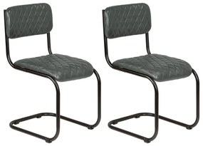 Jedálenské stoličky 2 ks, sivé, pravá koža