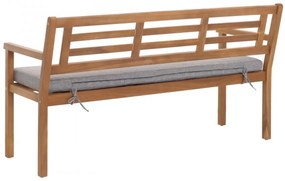 Záhradná lavička HWC-N47, 82x145x59 cm, akáciové drevo - sivý vankúš