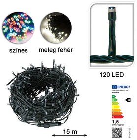 LED reťaz vo voliteľnej veľkosti - s 120 ks LED teplá biela