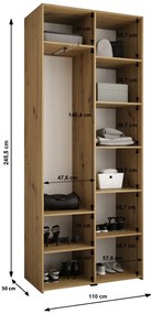 Šatníková skriňa 110 cm Carmela 50-2 (biela + čierna). Akcia -20%. Vlastná spoľahlivá doprava až k Vám domov. 1126725