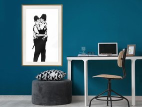 Artgeist Plagát - Kissing Coppers [Poster] Veľkosť: 30x45, Verzia: Zlatý rám