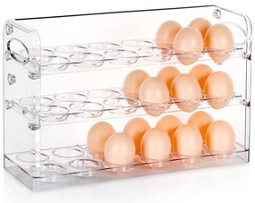 Box na vajíčka, do dverí chladničky, 3 poschodia, na 36 vajec - transparentný