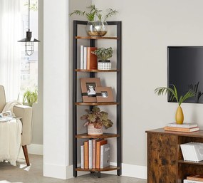 Rohový regál TAYLOR 5 políc 150x30 cm, rustikálne hnedý