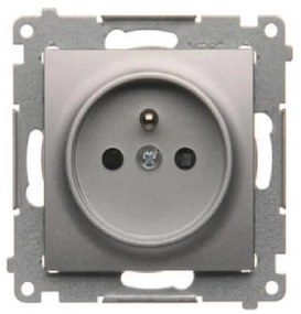 DGZ1Z/43 Zásuvka jednoduchá s uzmenením strieborná mat