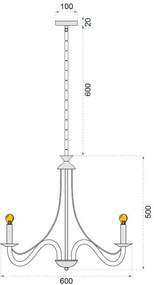 Toolight - Závesné svietidlo 5xE14 60W APP210-3CPR, čierna, OSW-08146