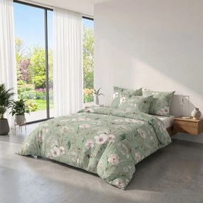 Kvalitex Bavlnené obliečky DELUX 220x200 + 2x 70x90 cm - MAGNOLIA zelená
