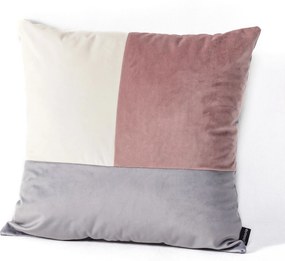 Patchwork vankúš štvorcový ružový sivý biely
