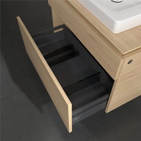 VILLEROY &amp; BOCH Legato závesná skrinka pod umývadlo (umývadlo v strede), 2 zásuvky, s LED osvetlením, 800 x 500 x 550 mm, Nordic Oak, B679L0VJ