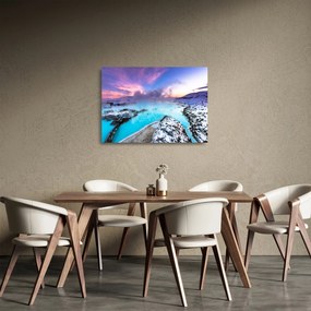 Sklenený obraz - Modrá lagúna na Islande (70x50 cm)