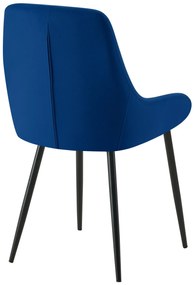 Jedálenská stolička Elmira - zamat, čierny rám - Tmavo modrá
