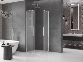 Mexen Velar Duo, sprchový kút s posuvnými dverami 80 x 80 cm, 8mm sklo námraza, chrómová, 871-080-080-32-01