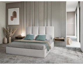 Svetlosivá zamatová dvojlôžková posteľ Mazzini Beds Juniper, 160 x 200 cm