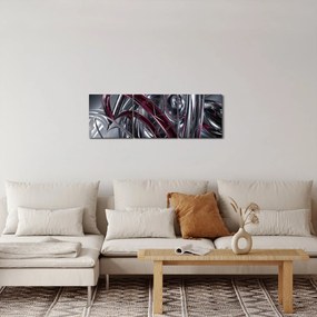 Obraz sivej abstrakcie (s hodinami) (90x30 cm)