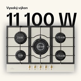 Klarstein Victoria 5, plynová varná doska, 5 Sabaf horákov, sklokeramika, retro vzhľad