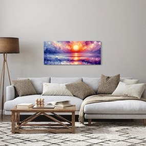 Obraz - Farebný umelecký západ slnka (120x50 cm)